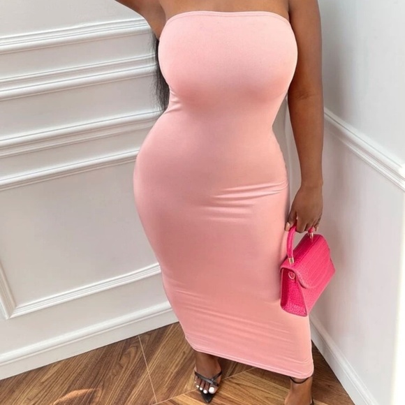 🌸 Elegant Strapless Pink Maxi Dress – Size Large 🌸 - Picture 5 of 9